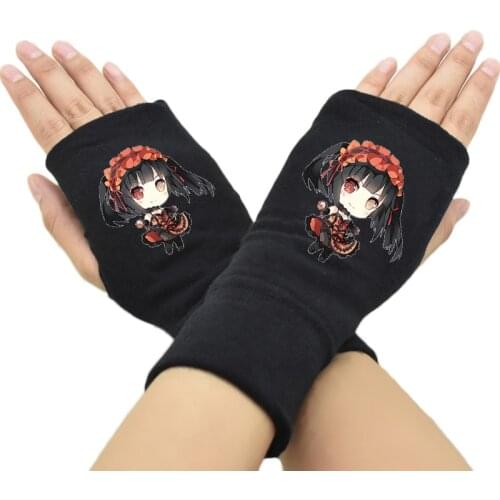 Fashion Men Women Fingerless Gloves Anime Date A LIVE Cotton Knit Wrist Gloves Unisex Cartoon Accessories Cosplay Mitten Hip-pop