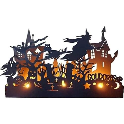 Halloween Candle Holder Ghost Pumpkin Witch Silhouette Candle Holder Haunted House Halloween Decoration Candlestick