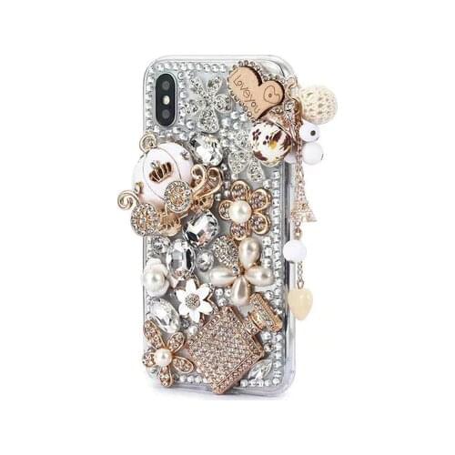 Luxury Crystal Rhinestone Diamond Pumpkin Car Bling Case Cover For Xiaomi Redmi 8 7 5 6 4A 5A 6A Note 9 7 4 5 6 Note8 Pro Coque