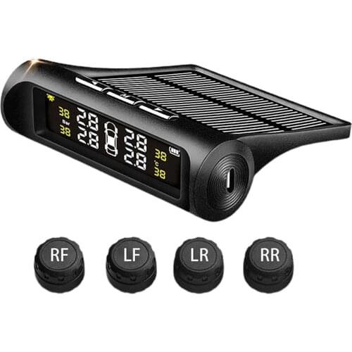 TPMS Solar Tyre Pressure Monitor LCD Auto Car Tyre Pressure Monitoring System Tool with 4 External Sensors