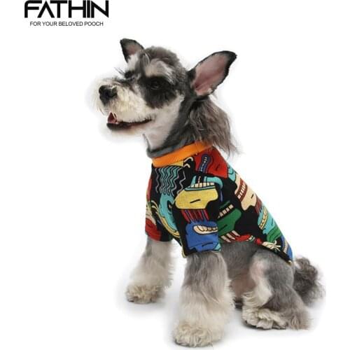 FATHIN Graffiti Style Pet Dog Clothes Schnauzer French Bulldog Cotton Sweater Small Medium Large Clothes for Pets Spring Summer