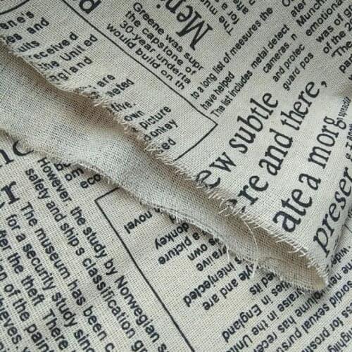 DIY Fabric! Vintage 150x100cm Retro Linen Fabric - Newspaper English Letter Mail Fabric