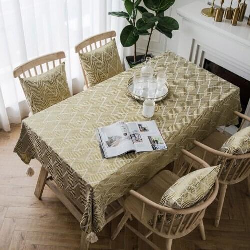 Waterproof Wave Triangle Jacquard Tablecloth Party Decoration Cotton Linen Table Cloth Modern Luxury Geometric Cover Mantel