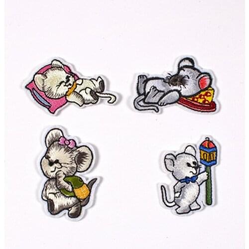 Embroidered Cloth Stickers Clothing Accessories Badge Patch Cute Mouse Gray Factory Direct Can Be Customized