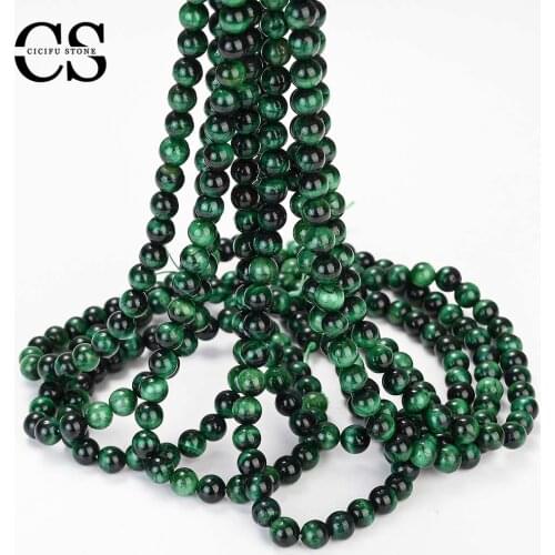 Green Tiger Eye Beads Smooth Natural Stone Beads for Jewelry Making Bulk DIY Bracelet Charm Accessories 4/6/8/10/12 MM