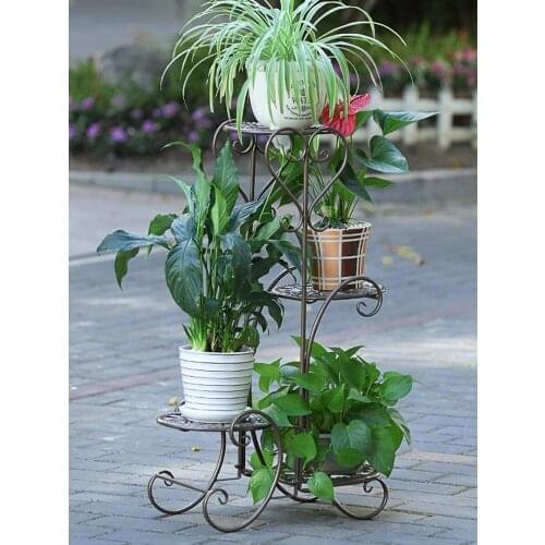 Iron Flower Stand Floor Flower Pot Stand Multi-layer Indoor And Outdoor European-style Living Room Balcony Green Dill Flowe