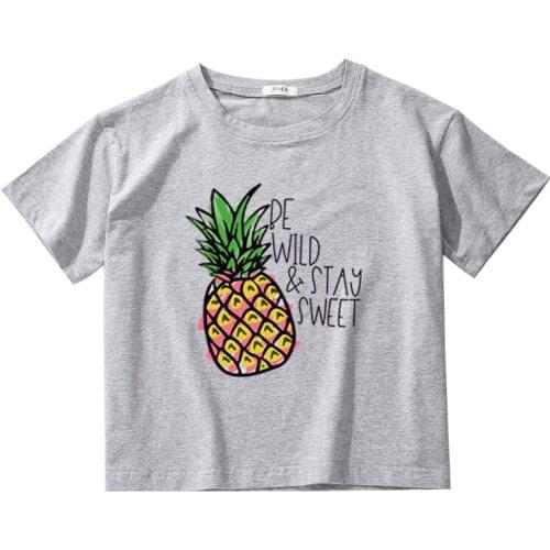 Be wild and stay sweet Pineapple graphic funny crop tops women 100% cotton summer tops vintage women t-shirt women clothes new