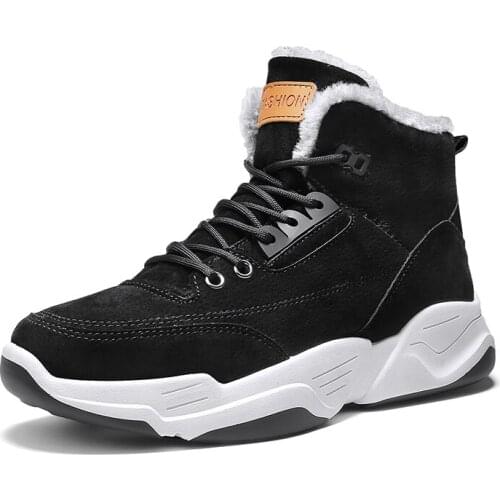 Winter Walking Shoes with Thick Fur Outdoor Mens Snow Shoes Sneakers Plush Insole High Quality PU Male Footwear Keep Warm
