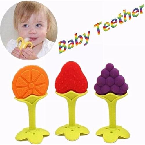 Baby Silicone Safe Teething Toothbrush Three dimensional Fruit Gutta Percha Food Grade Infant Biting Le Molar Stick