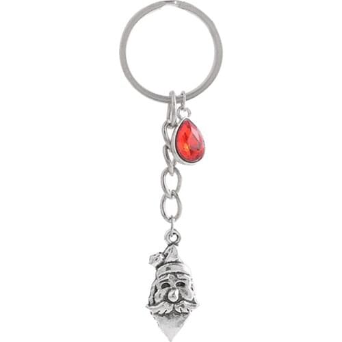 1PCS Women/Mens Fashion Santa Claus Charm 25mm Keychain Key Rings Alloy Charms Gifts 20 Colors You Choose