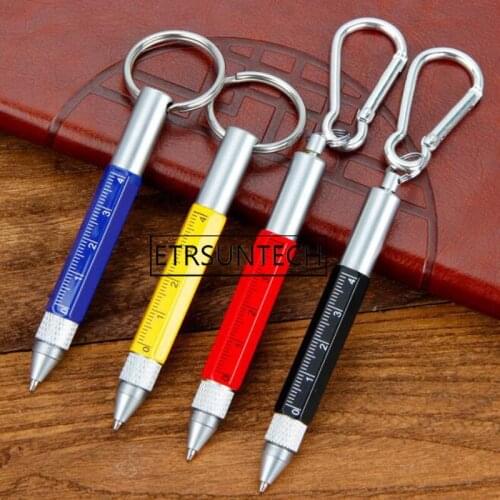 100pcs Multifunction Tool Pen Metal Pen Screwdriver Hexagonal Touch Screen Carabiner Small Scale Ballpoint Keychain Gift
