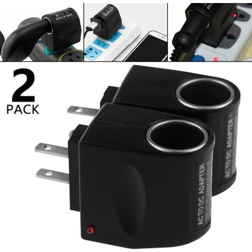 2pcs 110V - 240V AC Plug To 12V DC Car Cigarette Lighter Converter Socket Adapter Universal Cars Electronics Accessories