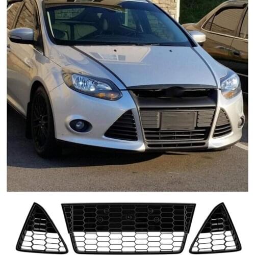 3Pcs Car Honeycombed Front Bumper Lower Grille Grills for Ford Focus 2012 2013 2014