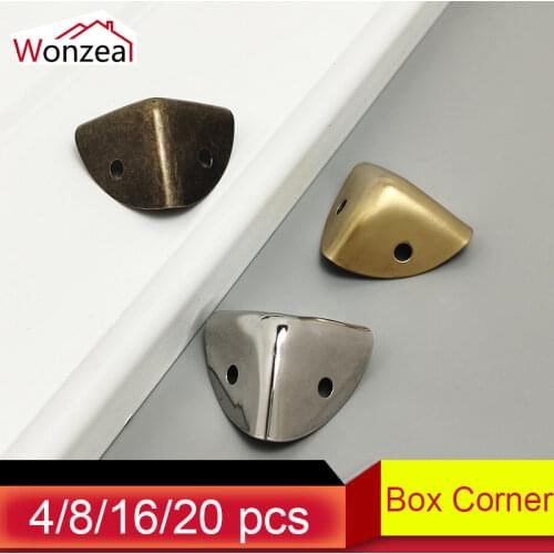 12pcs/Set 23*34mm Iron Decorative Antique Brass Jewelry Wine Gift Box Wooden Case Chest Edge Cover Corner Protector Guard