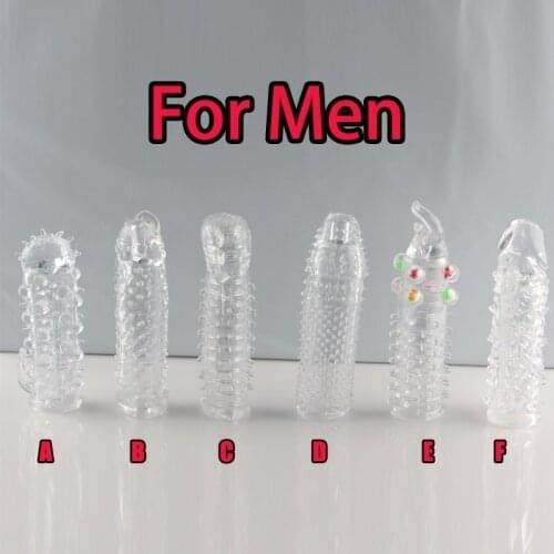 6 Models Delay Crystal Penis Sleeve Textured Extension Reusable Penis For Couple Ring Sex Products Adult Sex Toys For Men