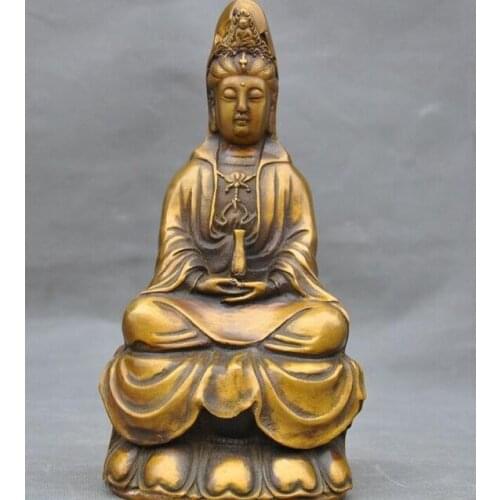 9"old China bronze Buddhism Kwan-Yin GuanYin Bodhisattva Buddha statue