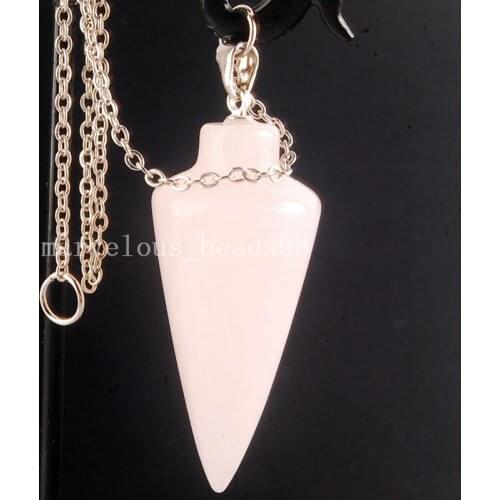 Free shipping Fashion Jewelry 18x43mm Pink Crystal Pendulum Pendant Bead 7.5" MC4210