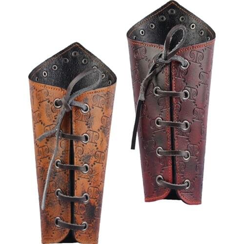Punk Gothic PU Leather Wrist Bracer Arm Protector Arm Armor Wristband Embossed Leathery for Biker Motorcyclist Costume
