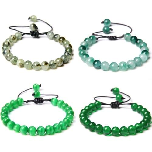 Natural Stone Beads Green Bracelets&Bangles For Men Jades Women Bracelets Personality Female Braided Bracelet Healing Jewelry