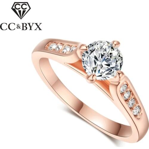 CC Jewelry Fashion Jewelry Rings For Women Rose Gold CZ Color Charm Bridal Wedding Anello Engagement Cocktail Ring CC1031