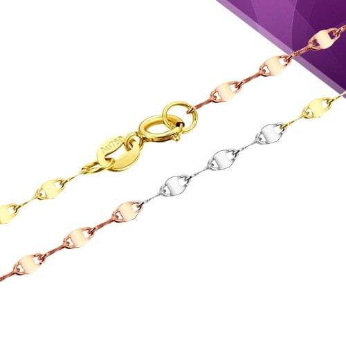 Pure 18K Yellow Gold Necklace AU750 Gold Fashion Necklace Chain