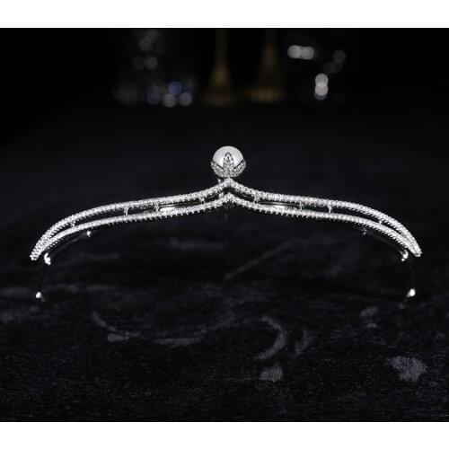 Zircon Crown Headdress Simple Imitation Pearls Wedding Tiaras Headwear Bridal Crowns Hair Accessories HQ0079