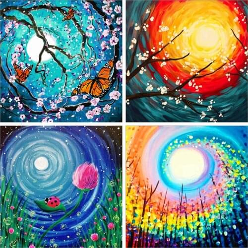 Evershine Diamond Embroidery Moon 5D DIY Diamond Painting Landscape Rhinestone Picture Cross Stitch Mosaic Wall Decoration