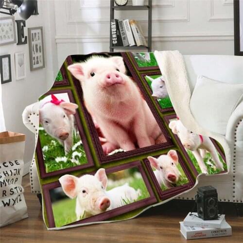 Funny Pig 3d printed fleece blanket for Beds Hiking Picnic Thick Quilt Fashionable Bedspread Sherpa Throw Blanket