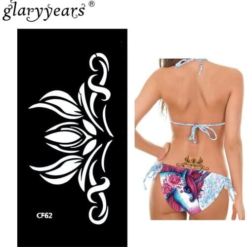 Glaryyears 1 Pc HN-CF62 Henna Tattoo Stencil Plant Pattern Paste Drawing Lady Body Art Tattoo Stencil Sexy Product Waterproof