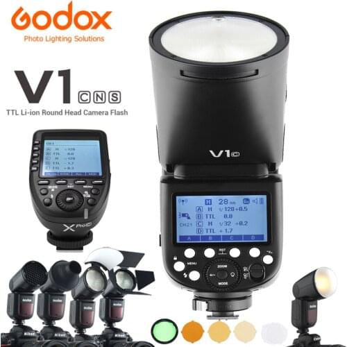 Godox V1 V1C V1N V1S TTL Li-ion Round Head Camera Flash Xpro AK-R1 Accessory Kit 2.4G HSS 1/8000s Speedlite for Canon Nikon Sony