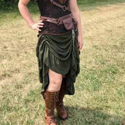 Women Victorian Steampunk Skirt Ruffles Pirate Costume Burlesque Gothic High Low Cyberpunk