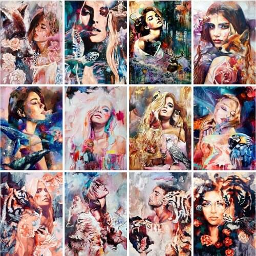HUACAN Diamond Painting Woman Full Drill 5D DIY Diamond Embroidery Portrait Rhinestones Cross Stitch Home Decorations