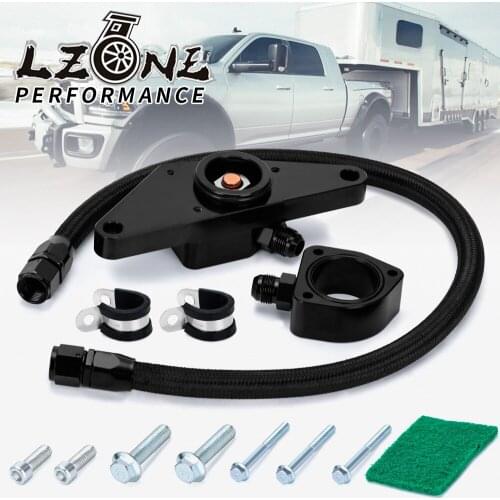 Coolant Bypass Kit With Braided Hose Line For 07.5-18 Dodge Ram All 6.7 6.7L Cummins & 03-07 5.9L Manual Diesel