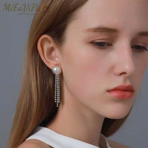 MiFaViPa Simpe Round Bead Earring Elegeant Sweet Gold Plated Color Earrings Crystal Tassle Earrings for Women Fashion Party