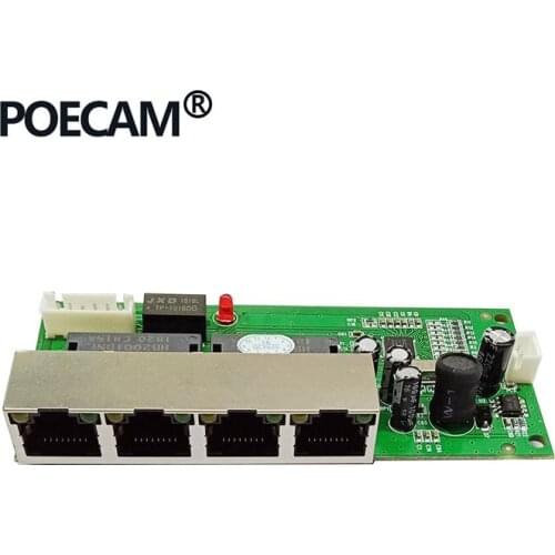 Mini 5 port 10/100mbps network switch 5-12v wide input voltage smart ethernet pcb rj45 module with led built-in