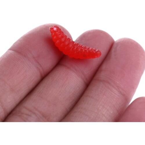 50PCS 2cm 0.5g Maggot Grub Soft Fishing Lure hooks smell Worms Glow Shrimps Fish Lures