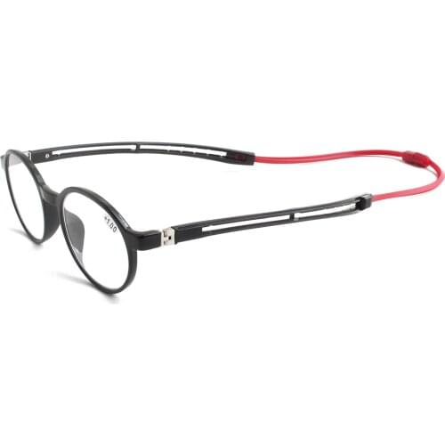 TR90 Soft Magnetic Adjustable Long Temples Hang Neck Round Reading Glasses