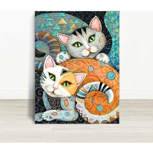 5D DIY Diamond Painting Kit Cat Cartoon Picture of Rhinestone Cross Stitch Diamond Embroidery Full Square / Round Drill Mosaic