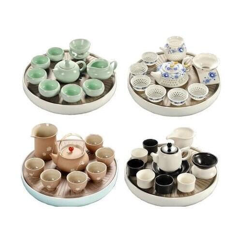 Home use Chinese Ru kiln Kung Fu teaware Set Teapot cups set ceramic dry tea tray sets Japanese simple small tea table tea sea