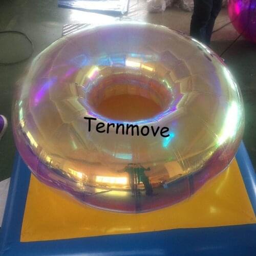 Inflatable Pool Float Circle inflatables Holographic pvc mirror tube ring Inflatable Reflective Floating Ring Swimming Wheels