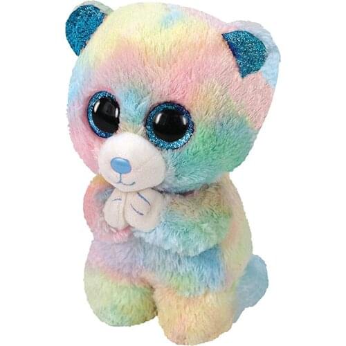 New 6"15cm TY Big Glitter Eyes Hope The Multi-Color Praying Bear Plush Stuffed Animal Collectible Toy Christmas Birthday Gift