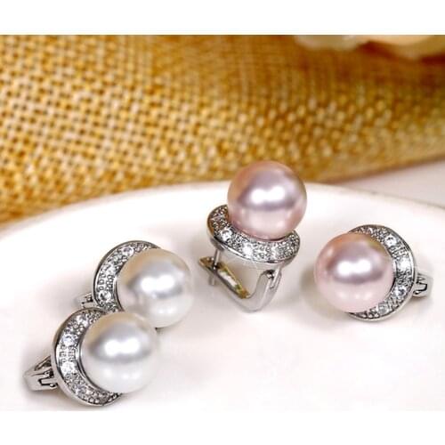 Huitan New Trendy Simulated Pearl Earrings for Women White/Pink Color Bridal Wedding Engagement Earrings Fancy Gift Lady Jewelry
