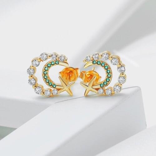 2021 New arrivals micro-CZ Moon Star Stud Earrings Ladies Fashion Jewelry for lover