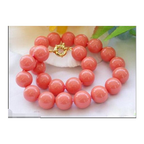 Wholesale price Genuine 10mm South Sea Coral Color Shell Pearl Round Beads Necklace Genuine 18inch Wedding women Jewelry