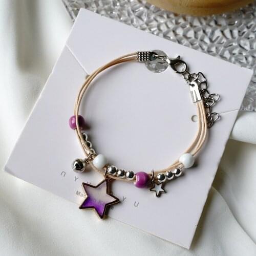 Wholesale Handmade Korean Adjustable Bangles String Beads Cute Lucky Star Rope Bracelet For Girls Gift Women Bracelets Jewelery