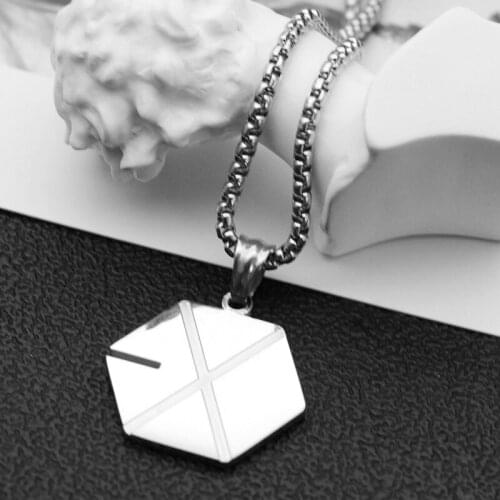 Necklace men big War police X pendant stainless steel chain necklace hip hop rock letter necklace jewelry on the neck wholesale