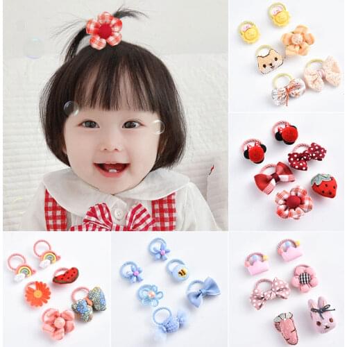 6/10 Pcs/Box Baby Girls Cute Cotton Flower Bow Scrunchies Rubber Bands Children Lovely Soft Hair Bands Kids Hair Accessories
