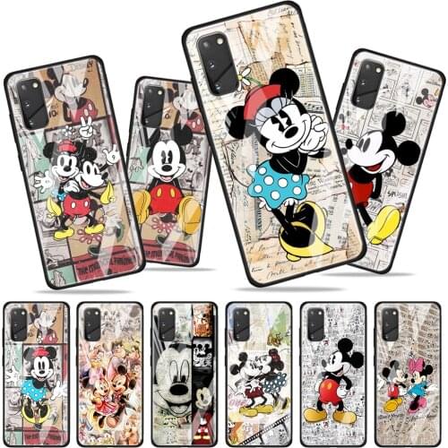 Disney Retro Mickey for Samsung Galaxy S20 FE Ultra Note 20 S10 Lite S9 S8 Plus Luxury Tempered Glass Phone Case Cover