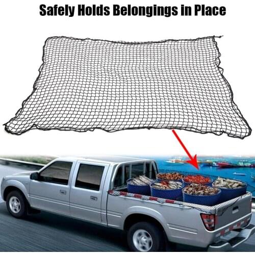 1.8M*1.5M Pickup Truck Trunk Cargo Luggage Heavy Duty Cargo Mesh Net Web for Ford GMC Dodge Nylon Black