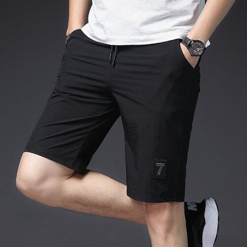 Solid Polyester Printed 7 Shorts Men Casual Bermuda Masculino Breathable Mens Beach Shorts Summer Black Blue Grey Running Shorts
